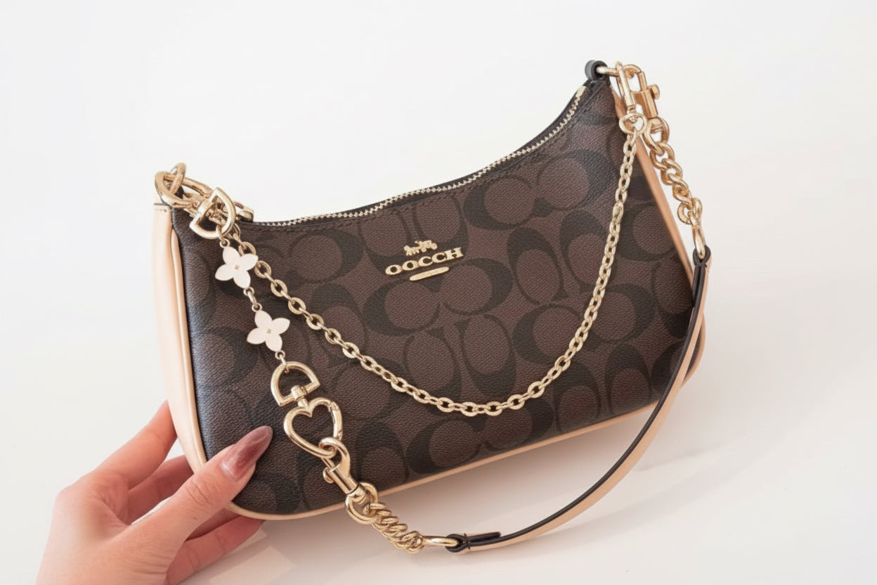 Golden Glam Coach Handbag – Elegant & Stylish✨