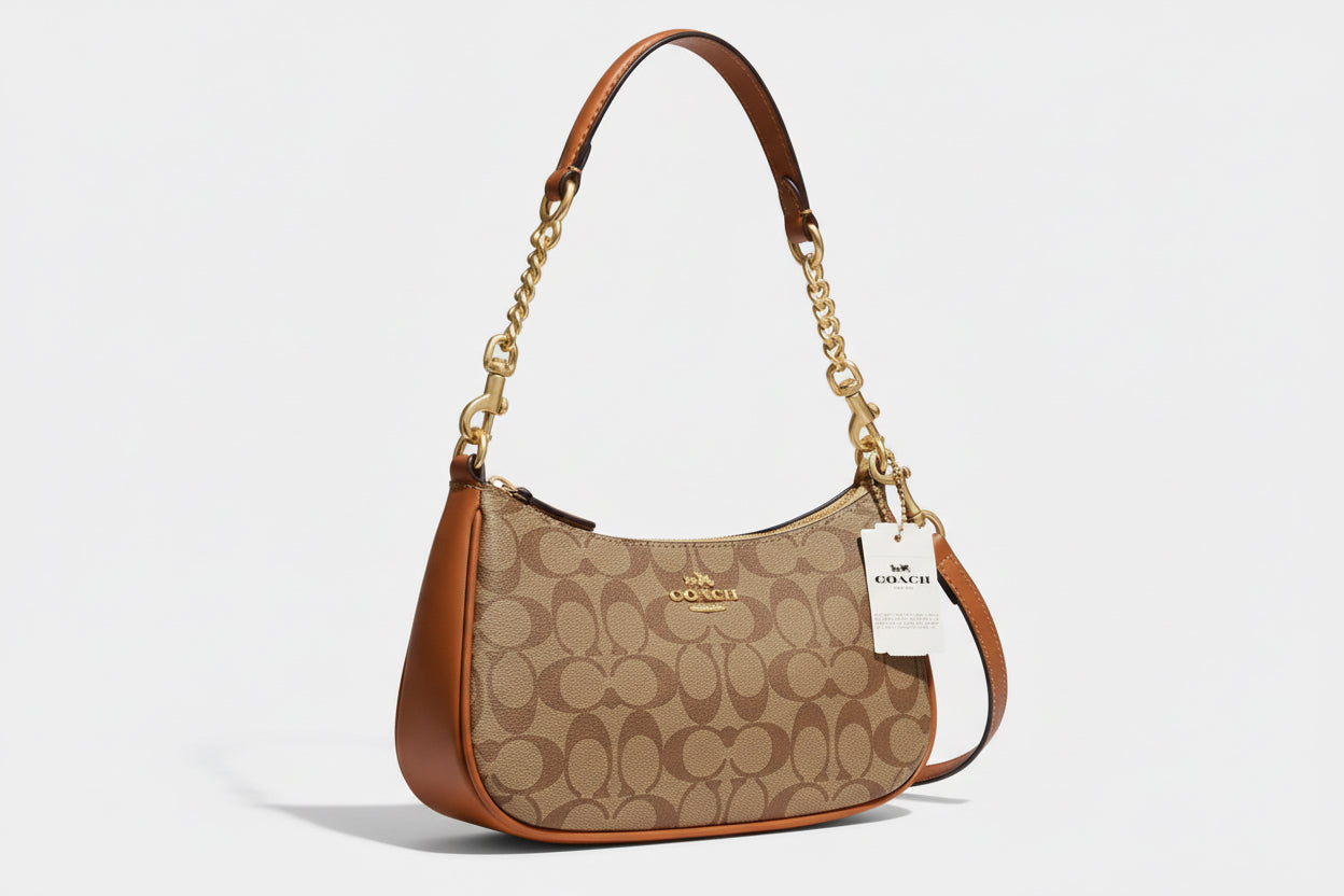 Golden Glam Coach Handbag – Elegant & Stylish✨